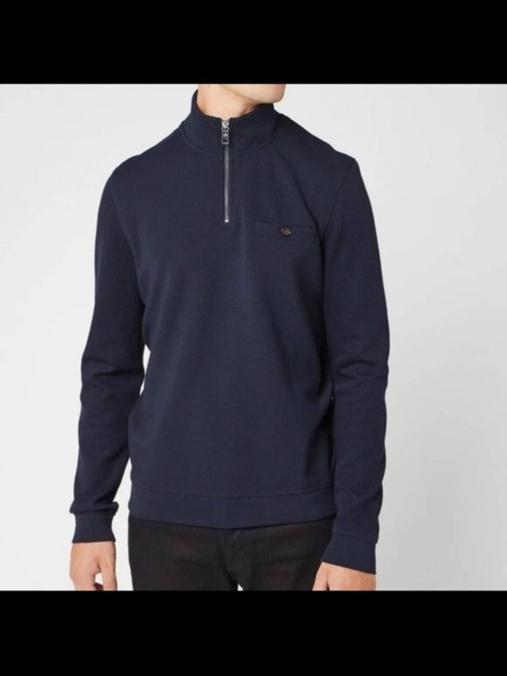 Ted Baker Muggie Half Zip Henley Funnel Neck Navy Sweatshirt Casual Basics xl